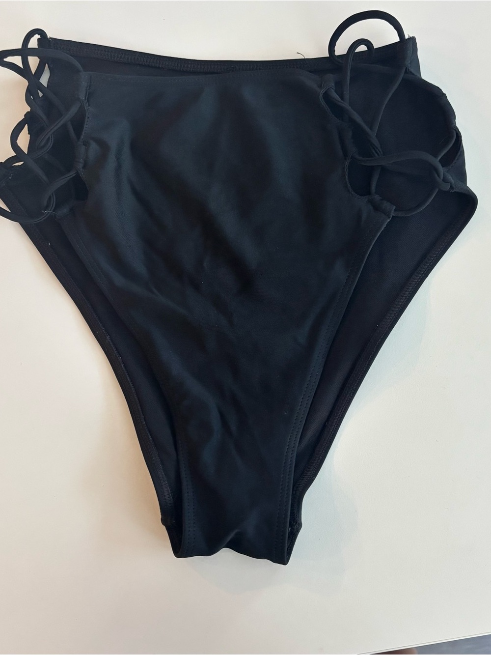 Abercrombie & Fitch Black High-Waist Bikini Bottoms with Side Straps